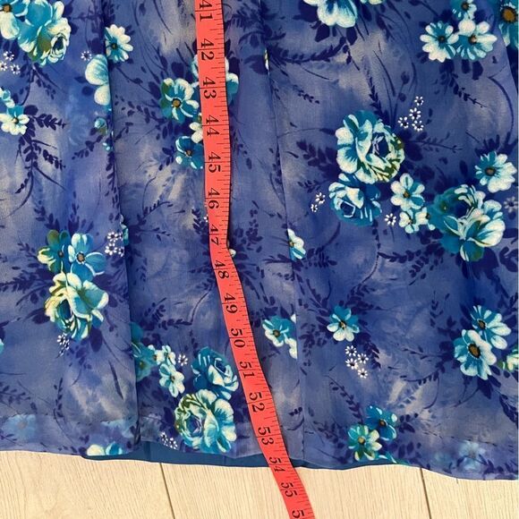 Vintage 60s Missy Matron Spi Bor maxi floral blue bell dress - Picture 13 of 13